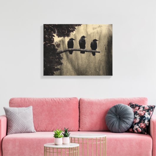 Drie op een boom canvas afdruk (Insitu (Woonkamer))