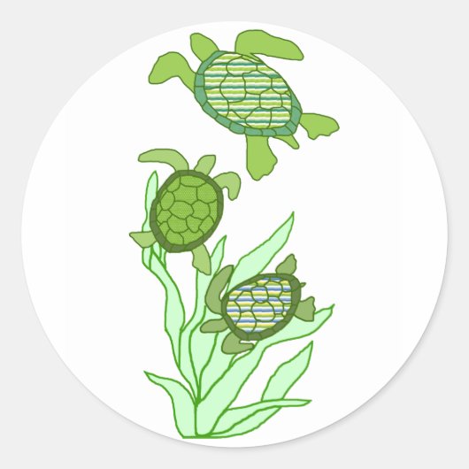 Drie op een rij zeeen schildpad stickers (Voorkant)