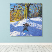 Drie op een slee Allestree Park Derby.2014 Canvas Afdruk (Insitu (Houten vloer))