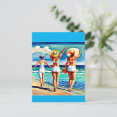 Drie op het strand feestdagenkaart (Staand voorkant)