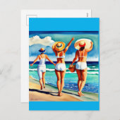 Drie op het strand feestdagenkaart (Voorkant / Achterkant)