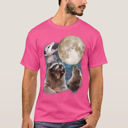 Drie Opossum Raccoon Rat Howl Bij Maan 3 Wolfs Fun T-shirt (Voorkant)