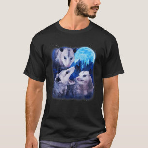 Drie Opossums 3 Opossum huilen bij de maanwolf T-shirt