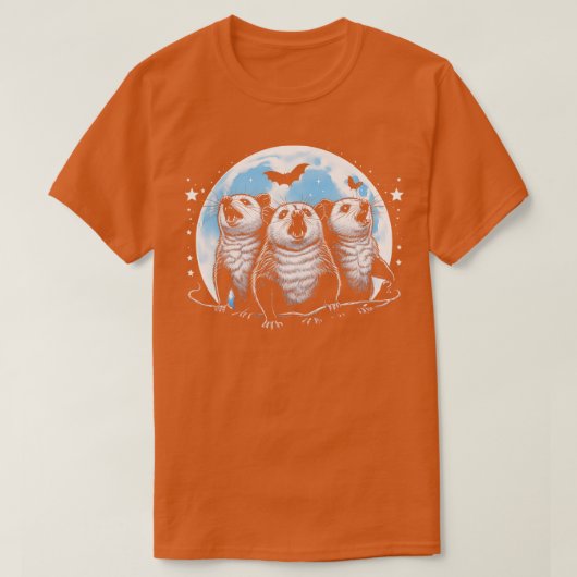 Drie Opossums Huilen Bij De Maan Grappig Pet Possu T-shirt (Design voorkant)