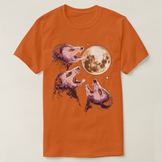 Drie Opossums Huilen bij de maan Grappig Possum 3 T-shirt (Design voorkant)