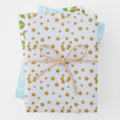 Drie oppervlaktekatronen sterren sneeuwholbessen inpakpapier vel (In situ)