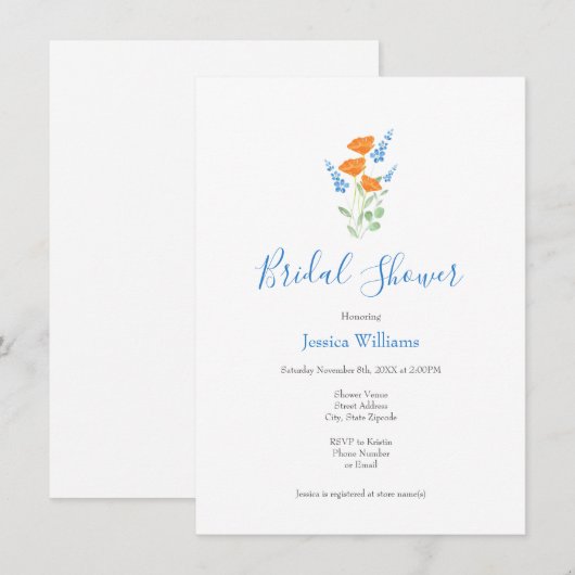 Drie oppies Waterverf Bouquet Kaart (Voorkant / Achterkant)