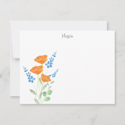 Drie oppies Waterverf Bouquet Note Card Notitiekaartje (Voorkant)