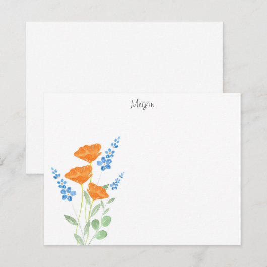 Drie oppies Waterverf Bouquet Note Card Notitiekaartje (Voorkant / Achterkant)