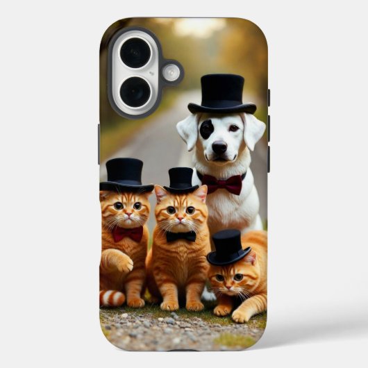 Drie oranje katten en een hond op de wegstudio Case-Mate iPhone case (Achterkant)