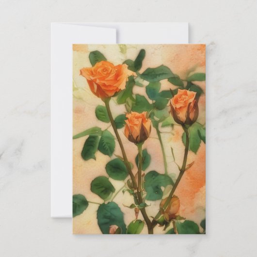 Drie Oranje Rozen Bloemen Art Flat Kaart (Voorkant)