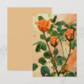 Drie Oranje Rozen Bloemen Art Flat Kaart (Voorkant / Achterkant)
