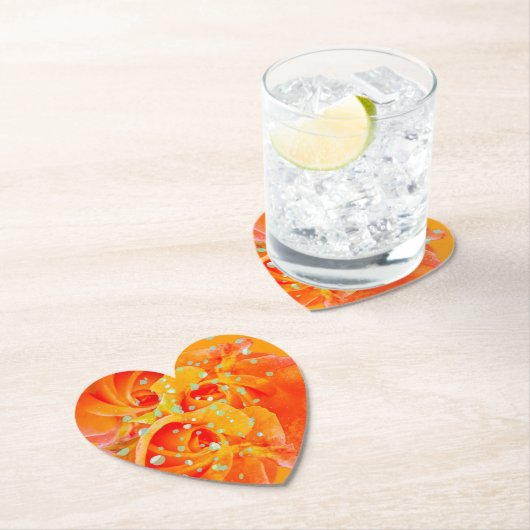 Drie Oranje Rozen Hart Kartonnen Onderzetters (Insitu)