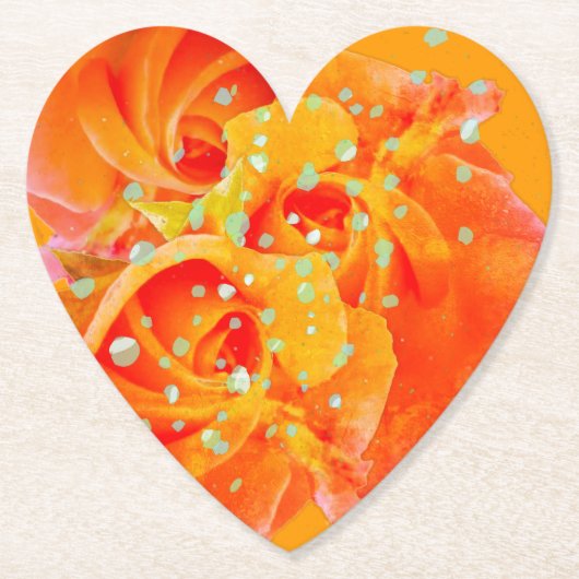 Drie Oranje Rozen Hart Kartonnen Onderzetters (Voorkant)