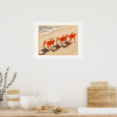 Drie oranje strandstoelen poster (Keuken)