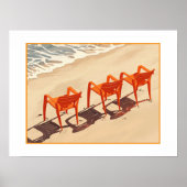 Drie oranje strandstoelen poster (Voorkant)