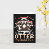 Drie Otter Rendier Kerstman Hoed Hert Prettig Kers Kaart (Gele Bloem)