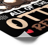 Drie Otter Rendier Kerstman Hoed Hert Prettig Kers Poster (Hoek)