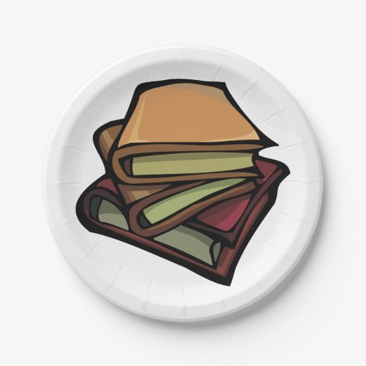 Drie oude Boeken gestapeld samen Papieren Bordje (Voorkant)