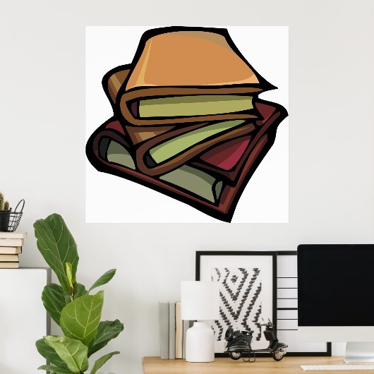 Drie oude Boeken gestapeld samen Poster (Thuiskantoor)