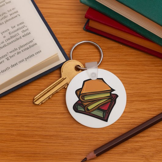Drie oude boeken op elkaar gestapeld sleutelhanger