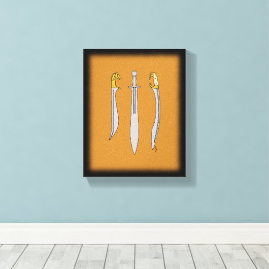Drie oude Griekse zwaarden Canvas Afdruk (Insitu (Houten vloer))