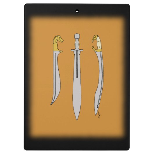 Drie oude Griekse zwaarden Klembord (Achterkant)