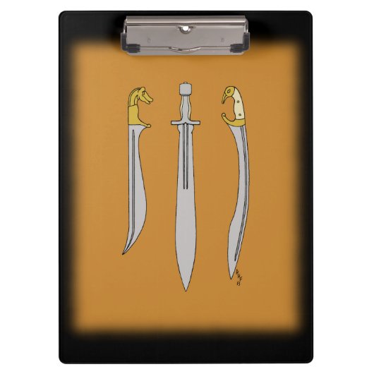 Drie oude Griekse zwaarden Klembord (Voorkant)
