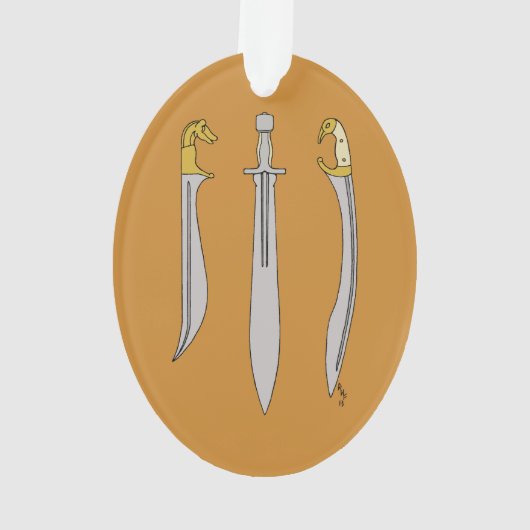 Drie oude Griekse zwaarden Ornament (achterkant)