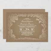 Drie paar rustieke vintage bruiloft uitnodigingen (Voorkant / Achterkant)