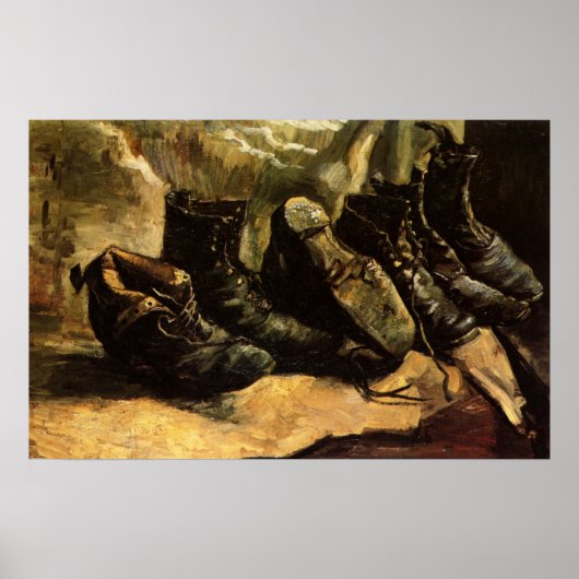 Drie paar schoenen door Vincent van Gogh Poster (Voorkant)