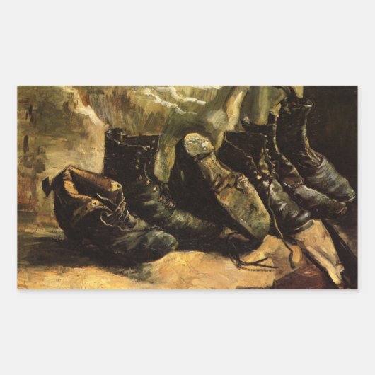 Drie paar schoenen door Vincent van Gogh Rechthoekige Sticker (Voorkant)