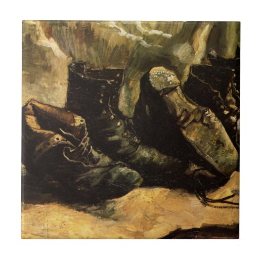 Drie paar schoenen door Vincent van Gogh Tegeltje (Voorkant)