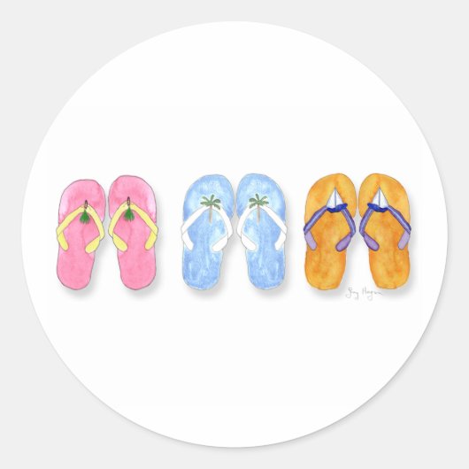 Drie paar Teenslippers Sticker (Voorkant)