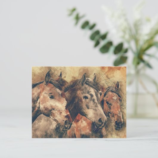 drie paarden briefkaart (Staand voorkant)