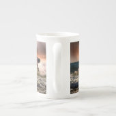 Drie paarden die in de oceaan ronddraaien porselein kop (Achterkant)