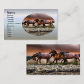 Drie paarden die in de oceaan ronddraaien visitekaartje (Voorkant / Achterkant)