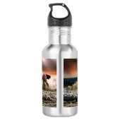 Drie paarden die in de oceaan ronddraaien waterfles  (Achterkant)