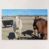 Drie paarden en een Koe Legpuzzel (Horizontaal)