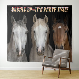 Drie paarden feesttijd fotobackdrop wandkleed