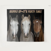 Drie paarden feesttijd fotobackdrop wandkleed (Voorkant (horizontaal))