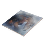 Drie paarden in de Tegel van de Mist Art Tegeltje (Zijkant)