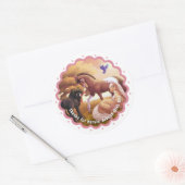 Drie paarden in een grap ronde sticker (Envelop)