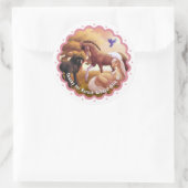 Drie paarden in een grap ronde sticker (Tas)