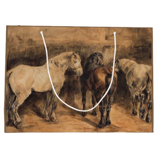 Drie paarden in hun stal groot cadeauzakje (Achterkant)