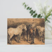 Drie paarden in hun stal kaart (Staand voorkant)