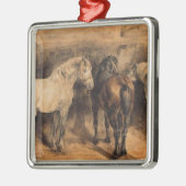 Drie paarden in hun stal metalen ornament (Links)