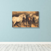 Drie paarden in hun stal (Théodore Géricault) Canvas Afdruk (Insitu (Houten vloer))