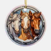 Drie paarden kleindochter kerst keramisch ornament (Voorkant)