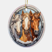 Drie paarden kleindochter kerst keramisch ornament (Links)